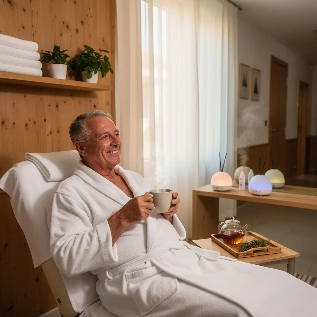 Muškarac uživa u šalici čaja, osnažujući svoje zdravlje prostate.